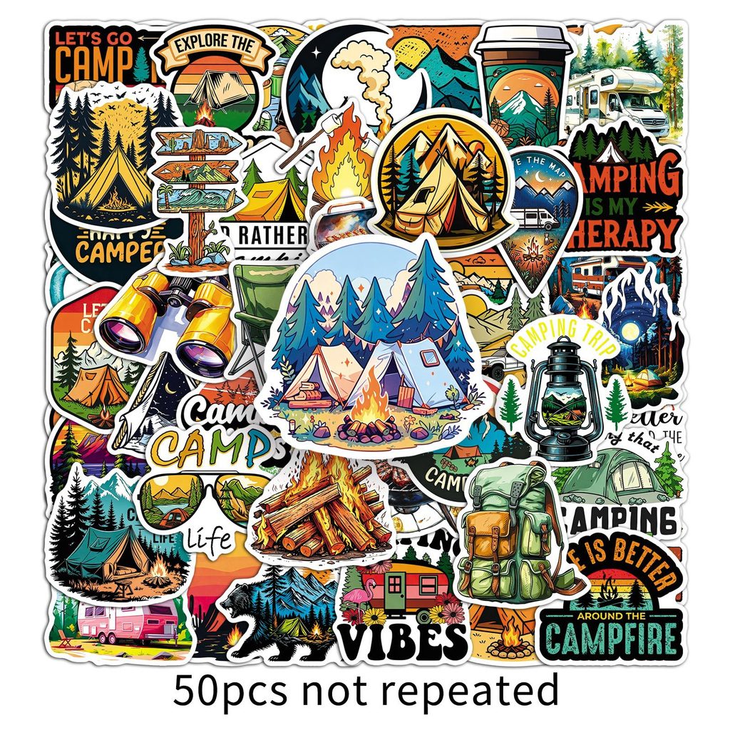 Outdoor Camping Store - 50 Folhas de Adesivos Impermeáveis Modernos
