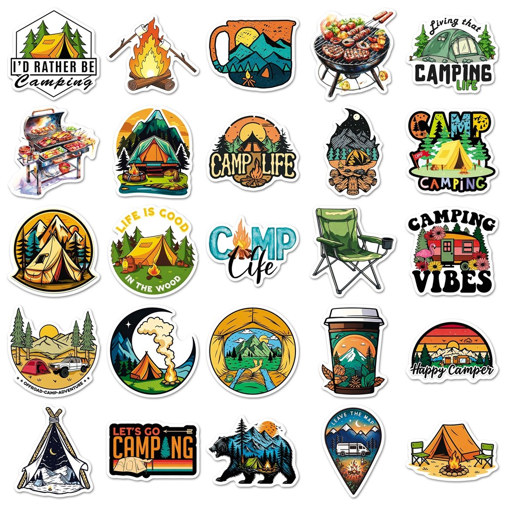 50 Folhas de Adesivos Impermeá - Outdoor Camping Store avaliação e preço